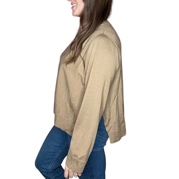 HANA SAN Tan Brown Pullover Relaxed Fit Knit Sweater Women's Size 38 Merino Wool - Picture 2 of 10